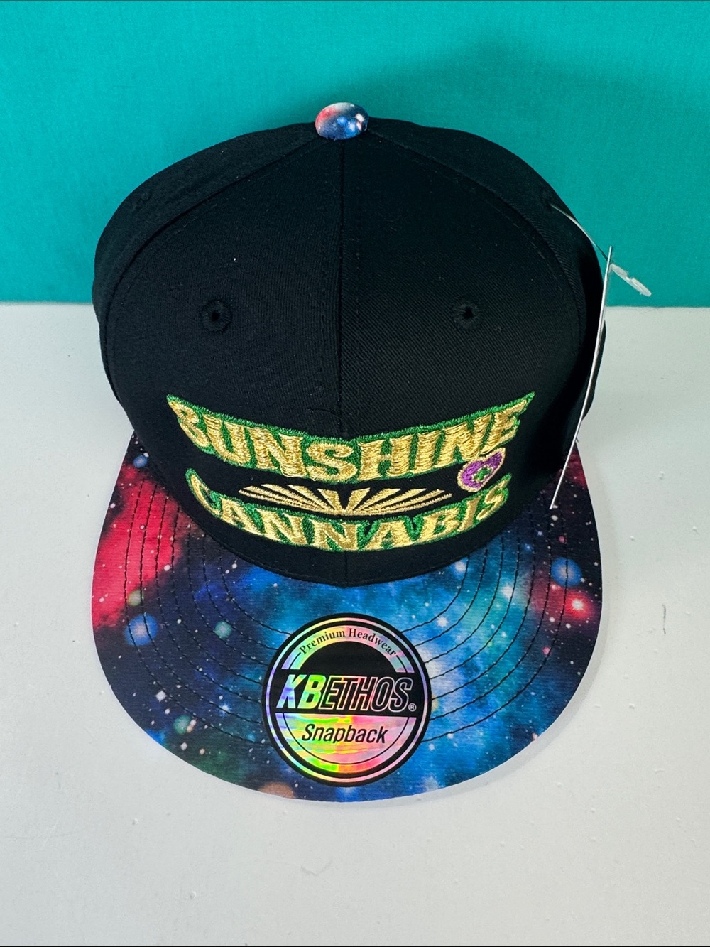 KBETHOS Black Snapback with Galaxy Brim and Green-Yellow Embroidery